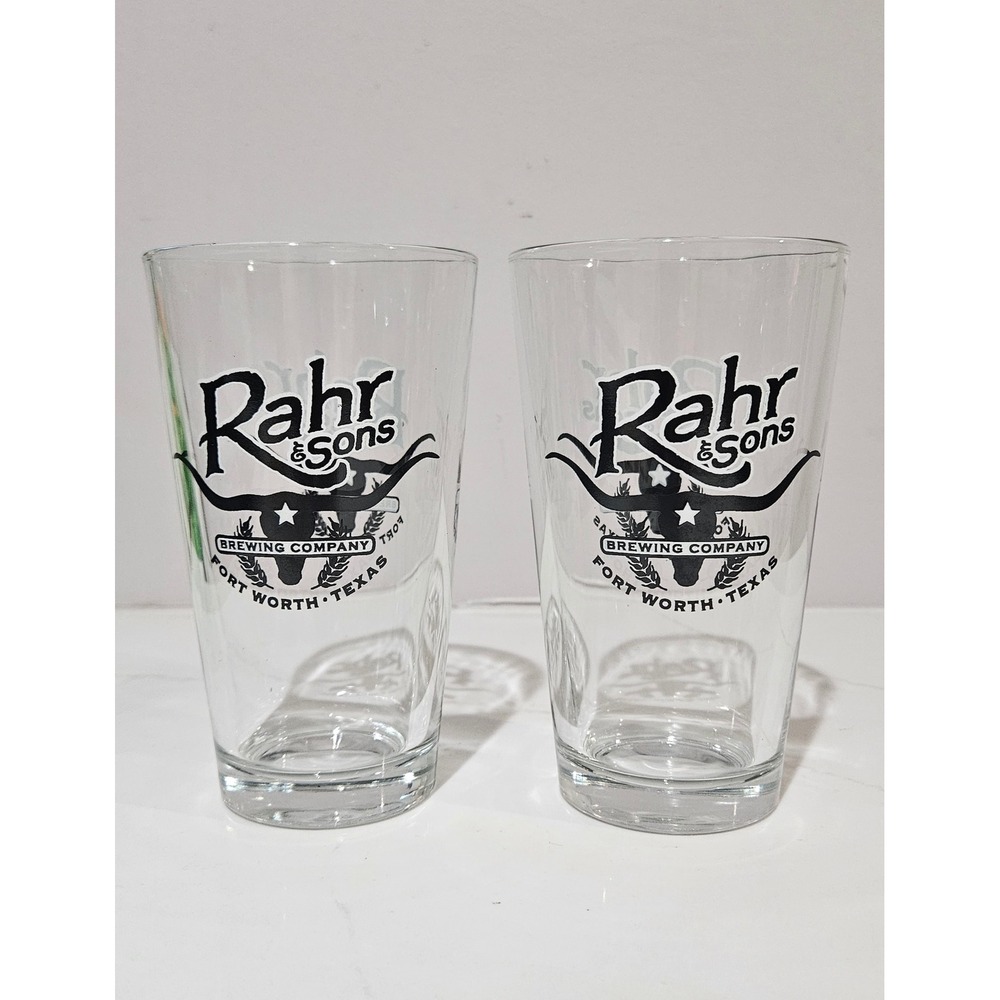 Vintage & Sons Brewing Company Fort Worth Texas Pint Glass Set of 2 Black Logo